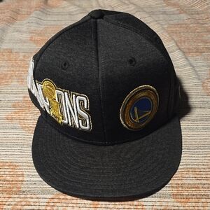 2017 Golden State Warriors Black Champions Cap with Gold and Blue Logo